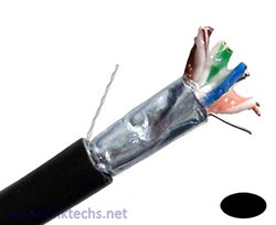 CAT5E Outdoor Bulk Ethernet Cable, Direct Burial Shielded Solid Copper, Gel Filled, 24 AWG