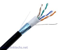 CAT5E Outdoor Bulk Ethernet Cable, Direct Burial Shielded Solid Copper, Waterblock Tape, 24 AWG - 1000ft