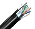 CAT6 Outdoor Bulk Ethernet Cable, Shielded Aerial Solid Copper w/Messenger, 23 AWG 1000FT