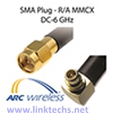 ARC-CJ1054S01- Pigtail, 10" ARC100, R/A MMCX/SMA Plug